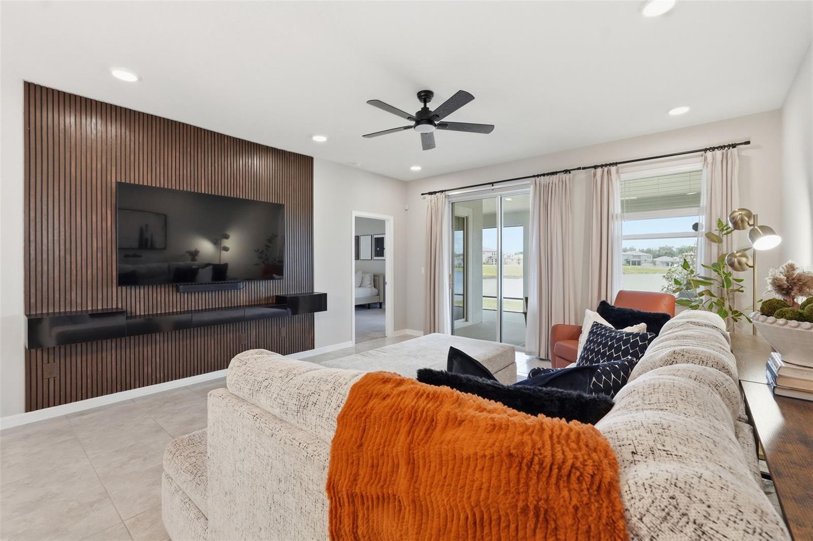Living room with wall feature
