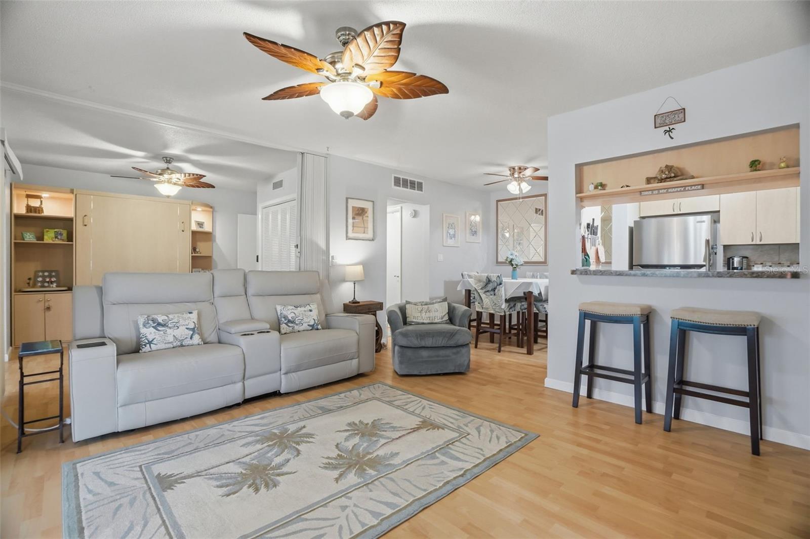Living space with partition open
