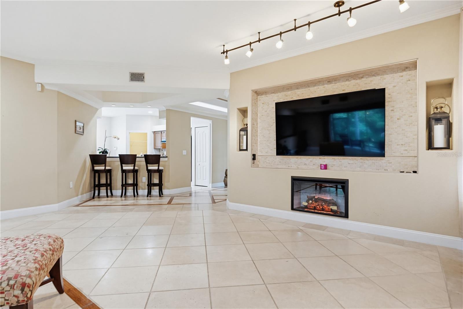 Living room built in electric fireplace