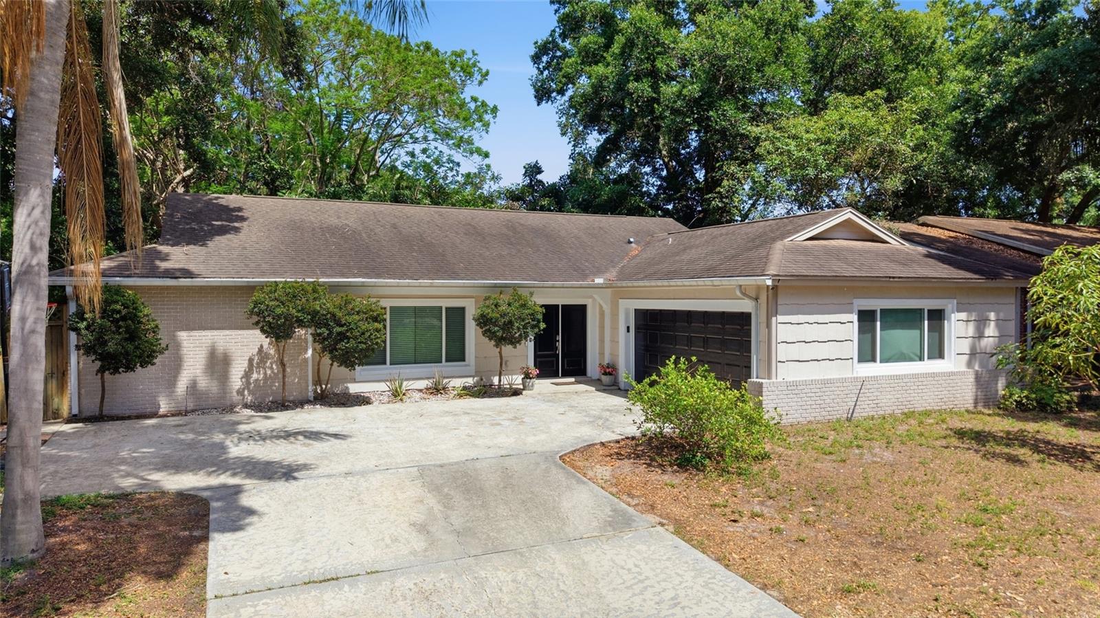 Front with 2 car garage