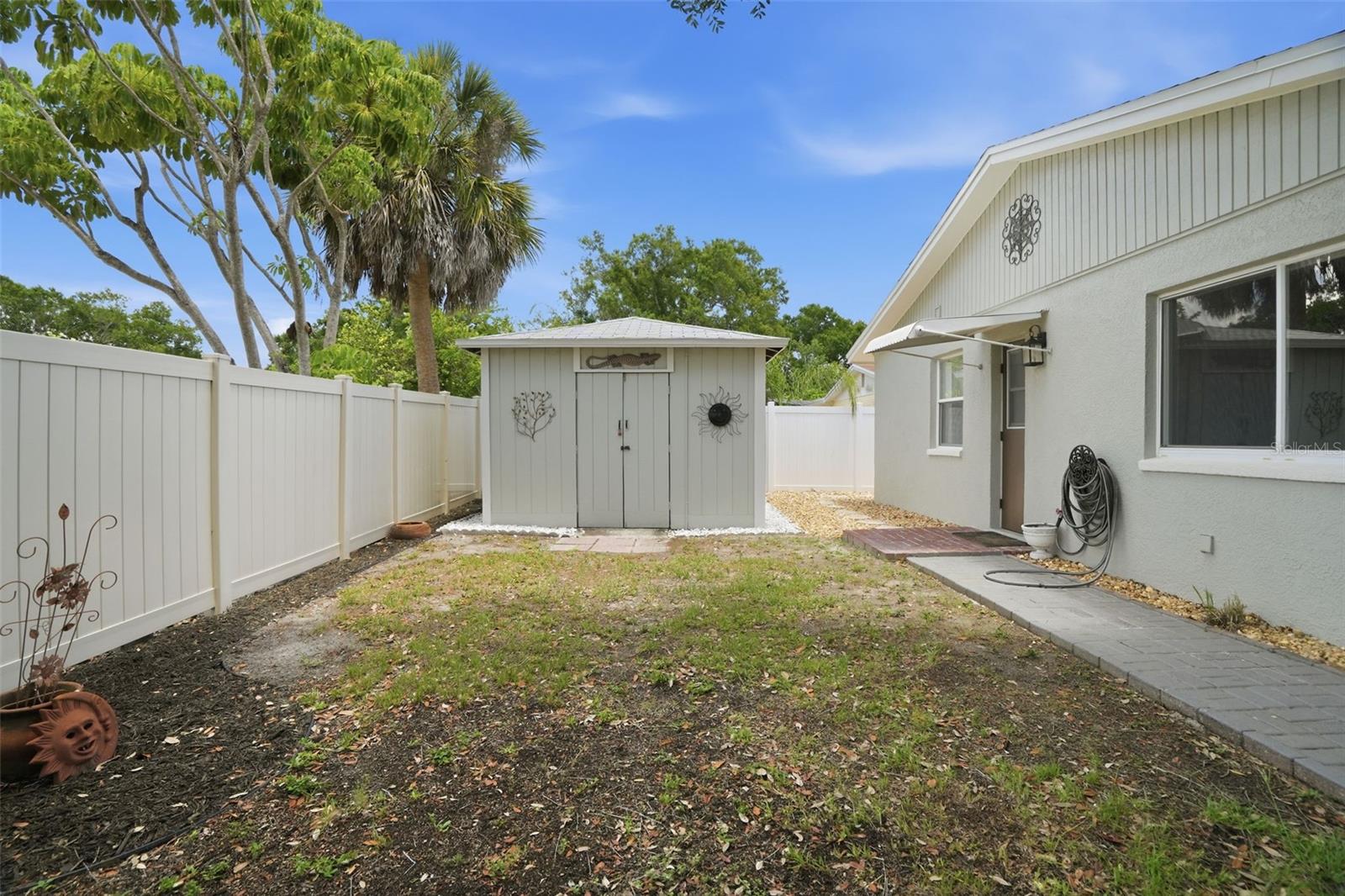 Backyard with large shed