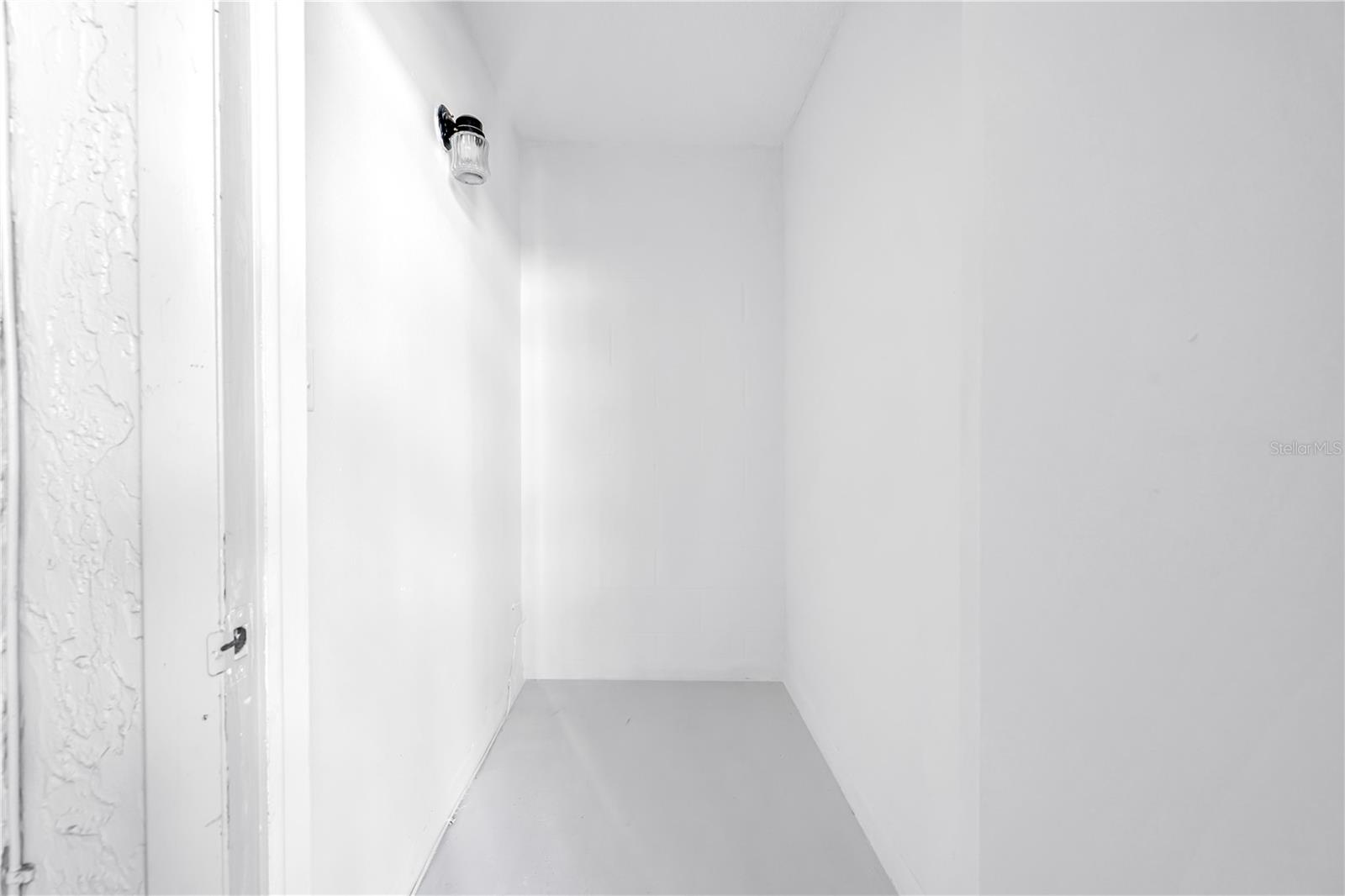 Balcony storage closet.