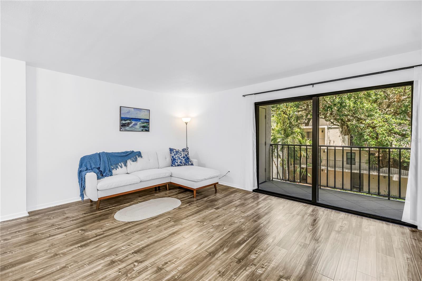 Courtyard views from your sofa.
