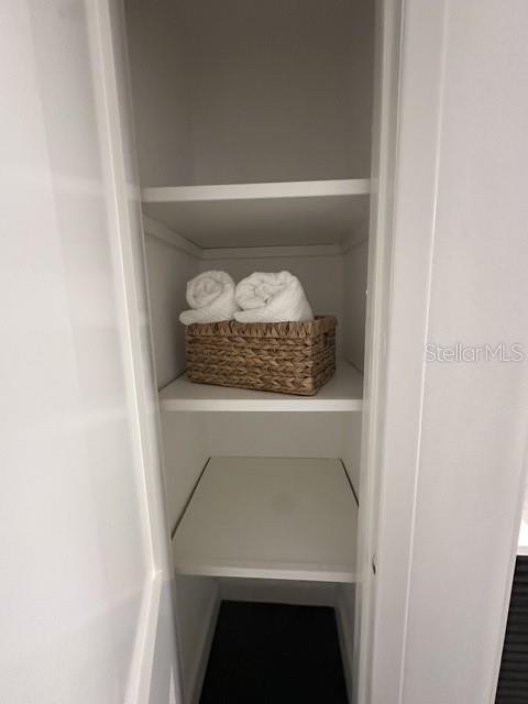 Linen closet in bathroom