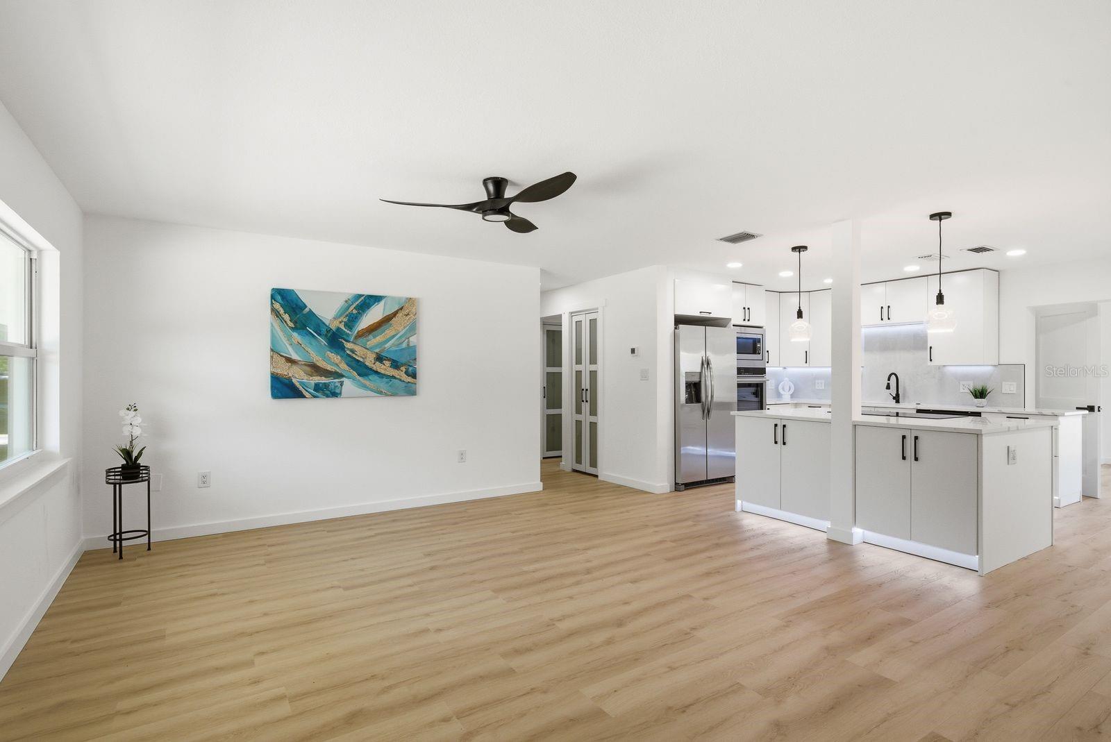 The home features an open-concept kitchen.