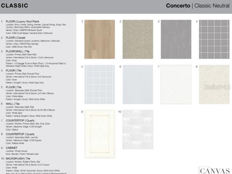 732 Sky Shade Drive design selections. Home is currently under construction and selections are subject to change.