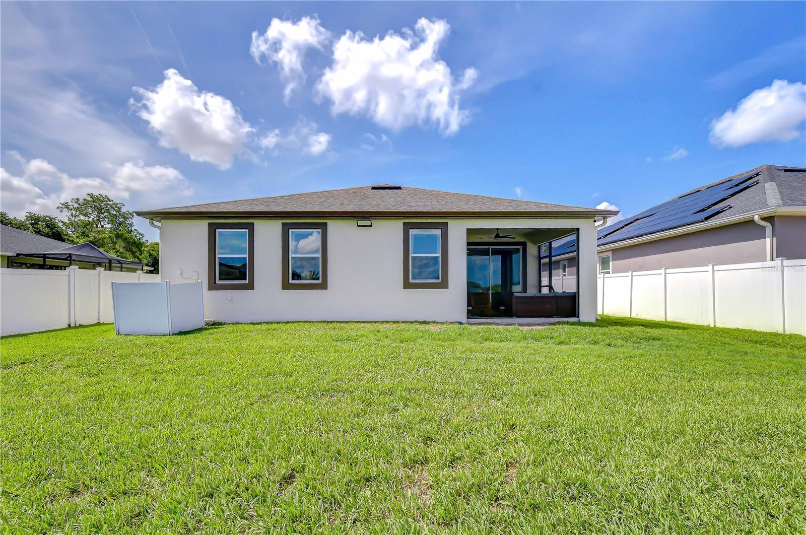 Fully fenced backyard offering privacy and security.