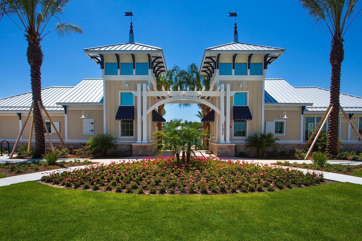 Grand entrance to the beautiful Triple Creek community clubhouse.