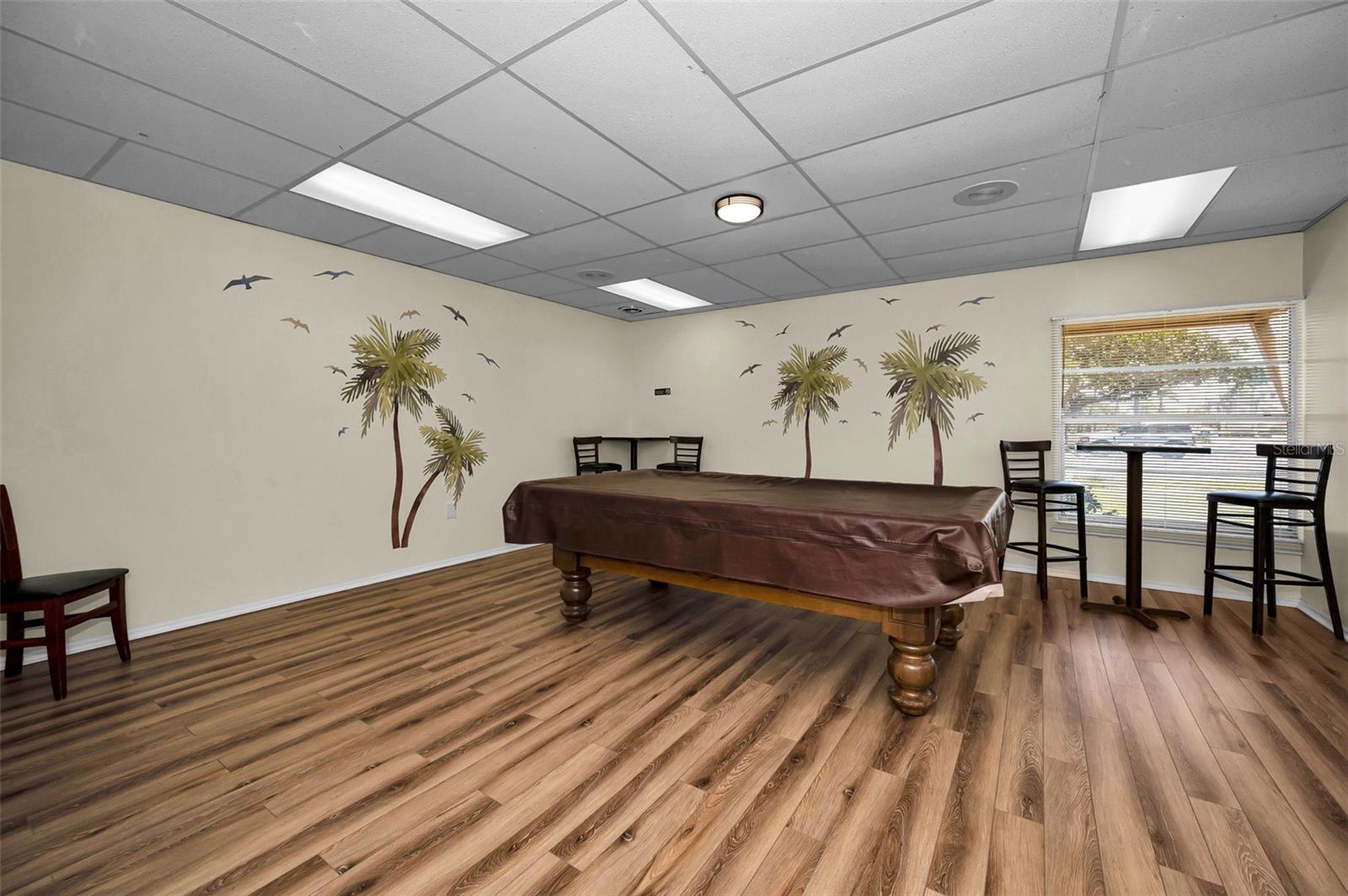 Club house with pool table.