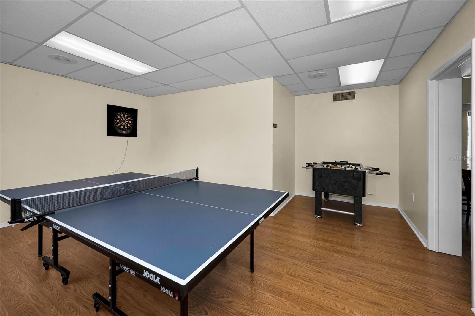 Ping pong and foosball tables.