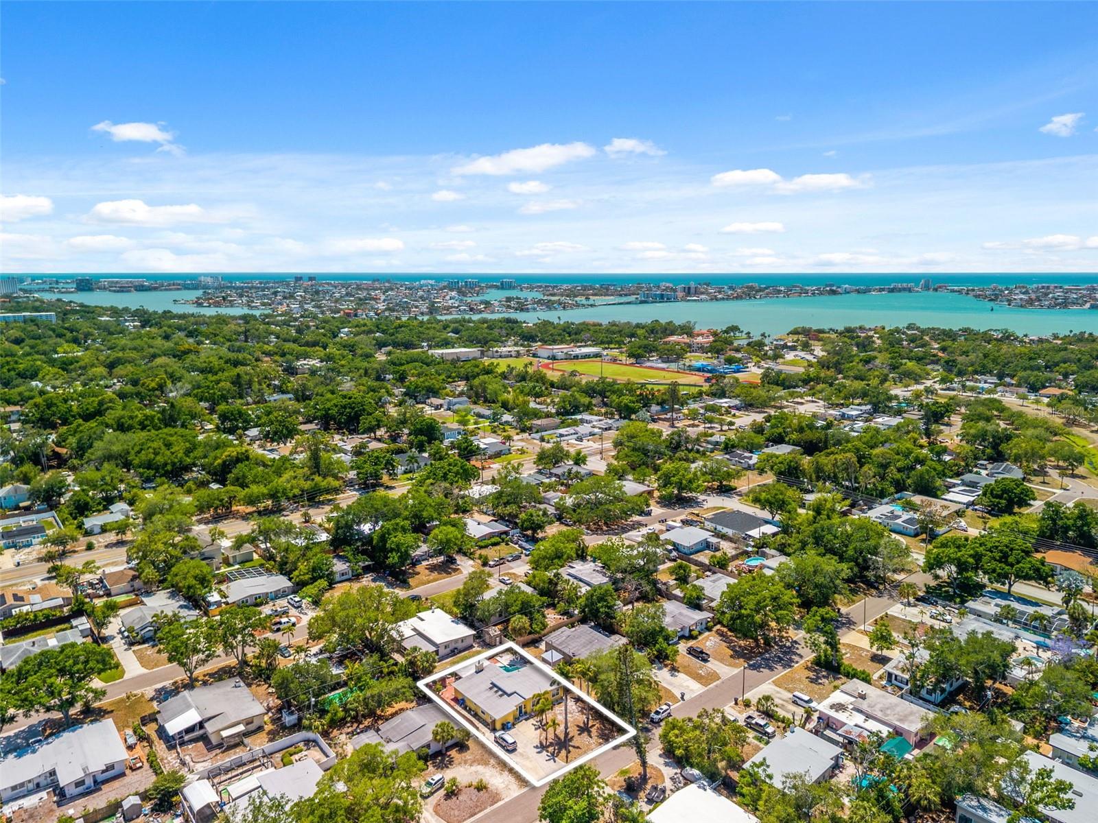 Aerial with view to beaches