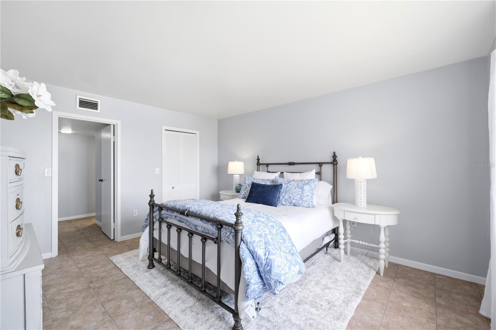 large second bedroom with a walk in closet and built in shelves