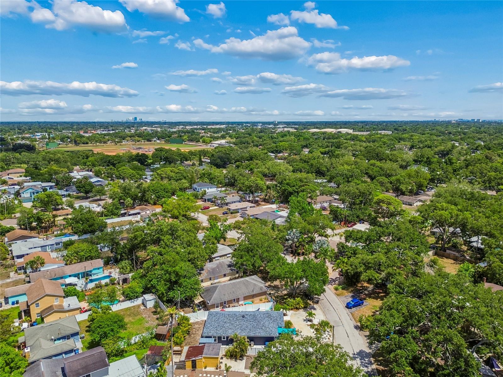 Looking east over Walter Fuller park to downtown St Pete in distance