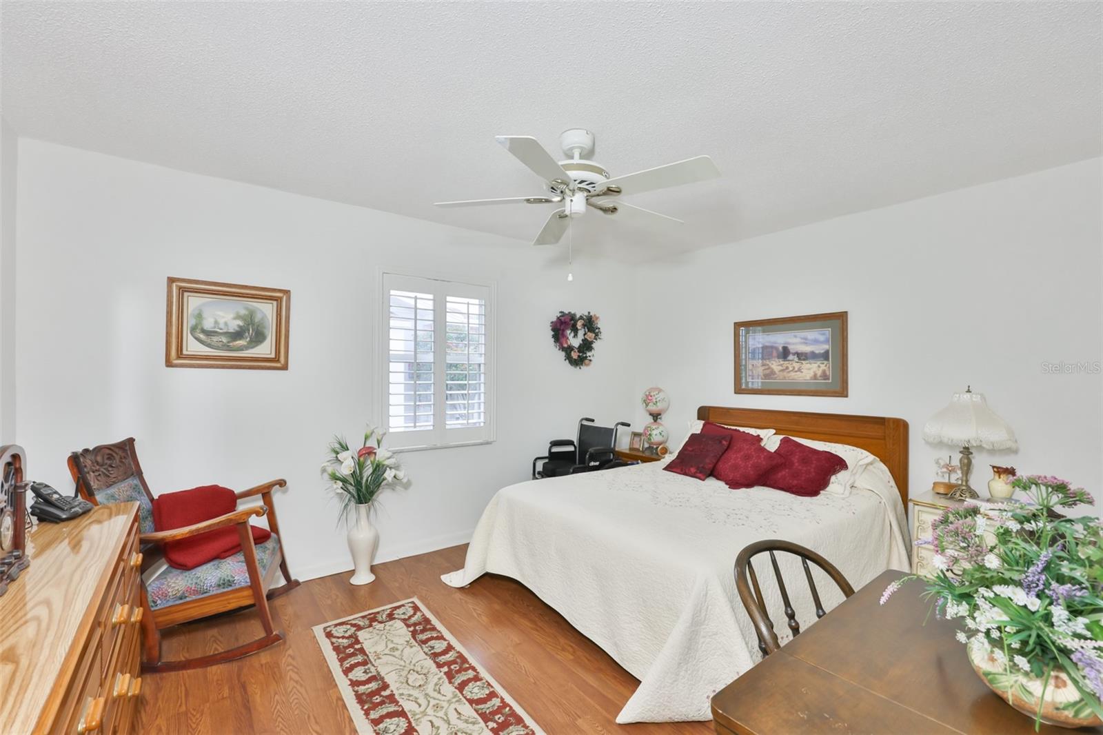 Guest Bedroom, LVT Flooring, Oversized Closet, Plantation Shutters