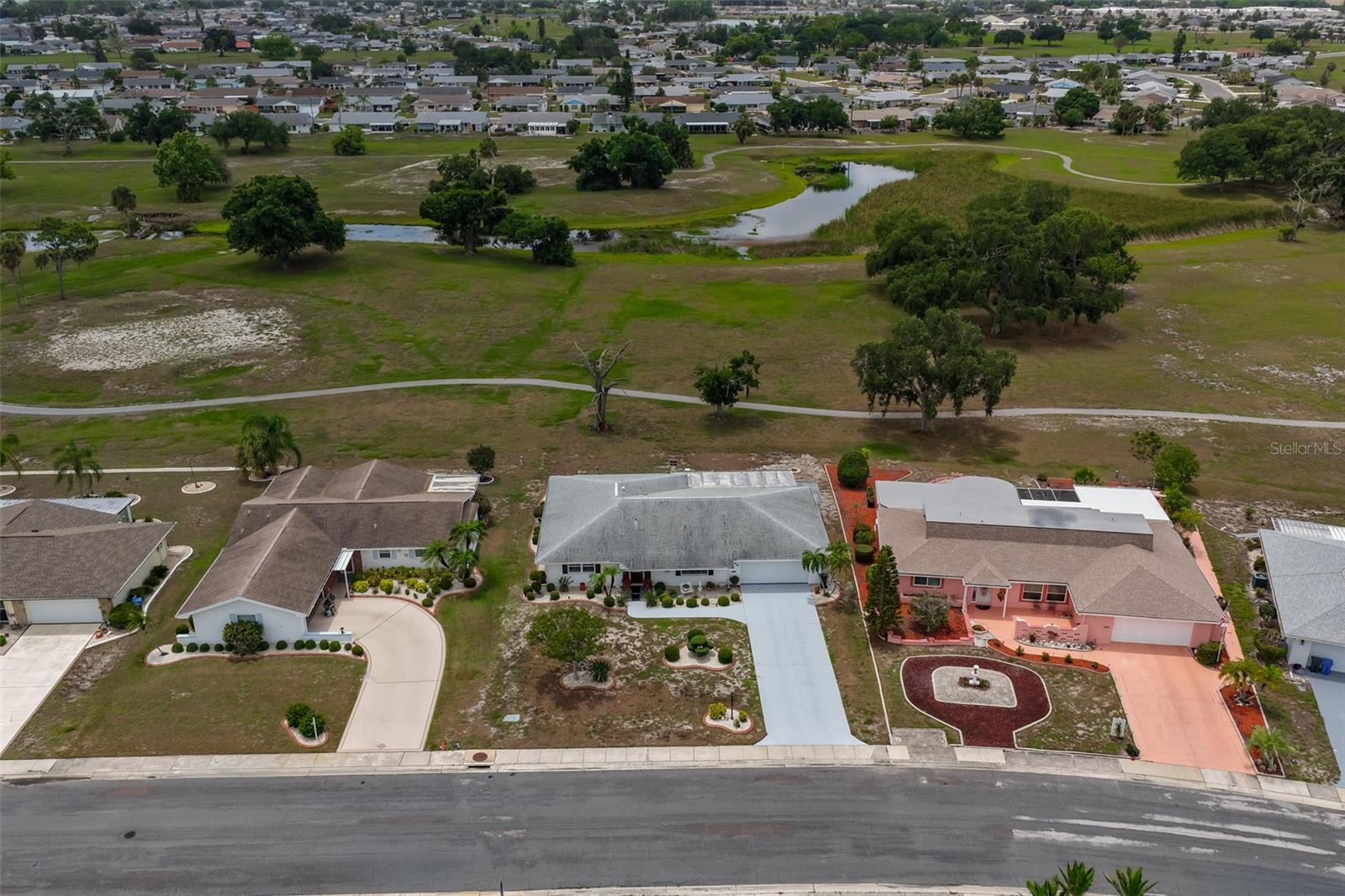 Aerial Home Rear Open Green Space