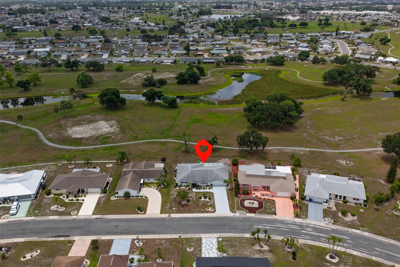 Aerial Home Rear Open Green Space