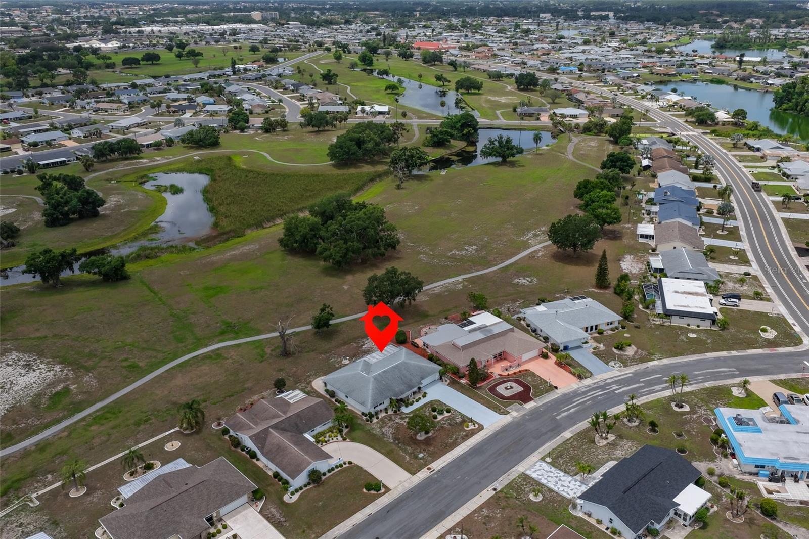 Aerial Home Rear Open Green Space