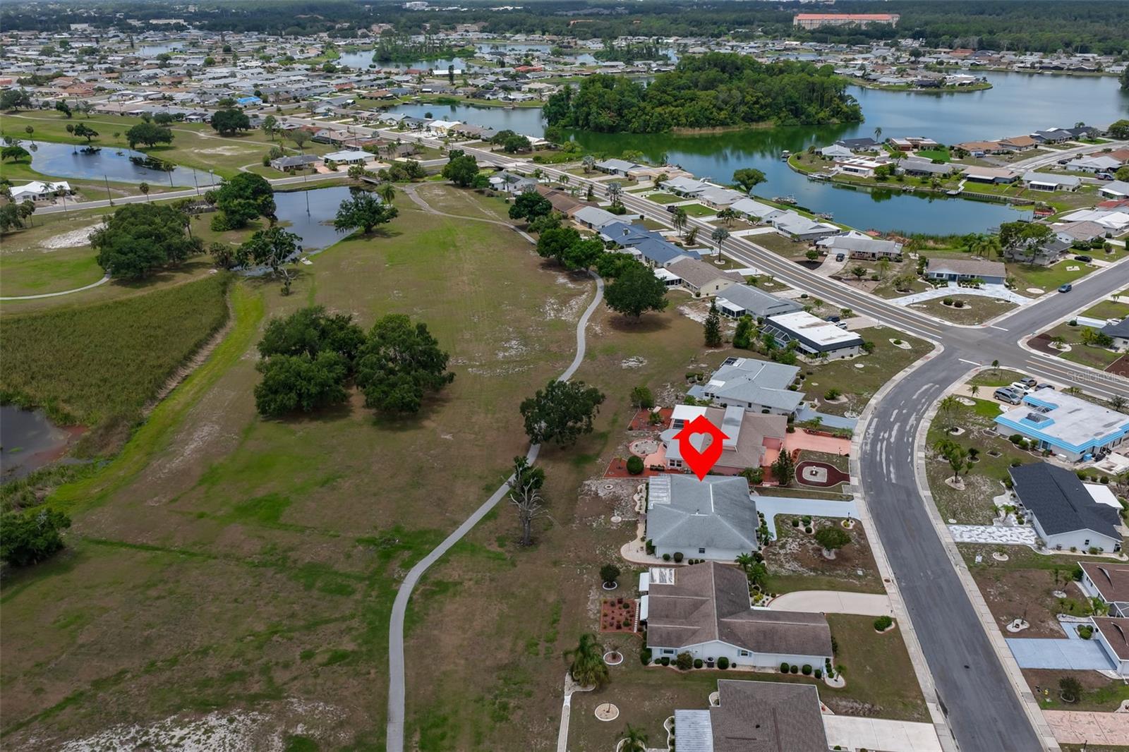 Aerial Home Rear Open Green Space