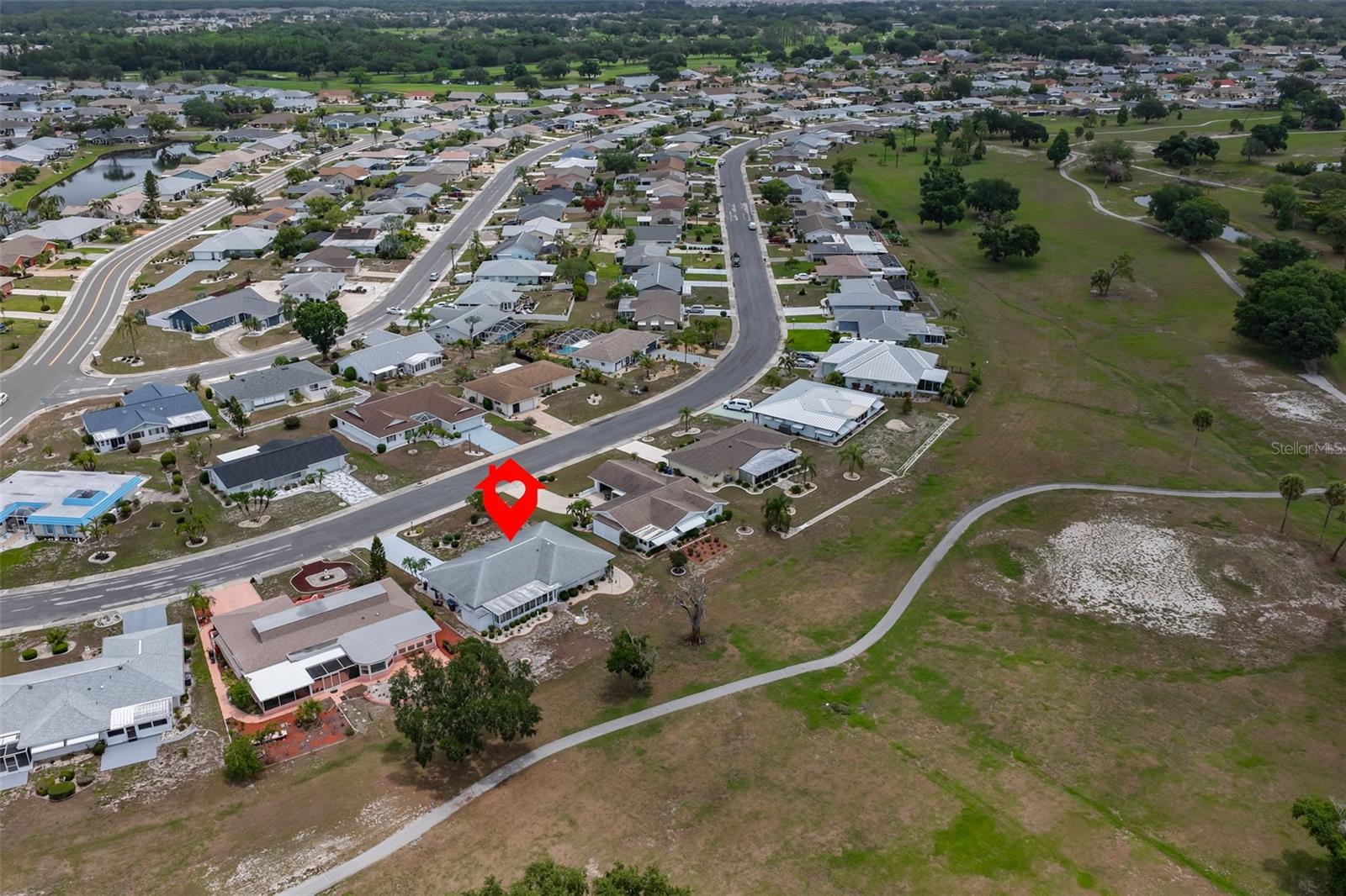 Aerial Home Rear Open Green Space