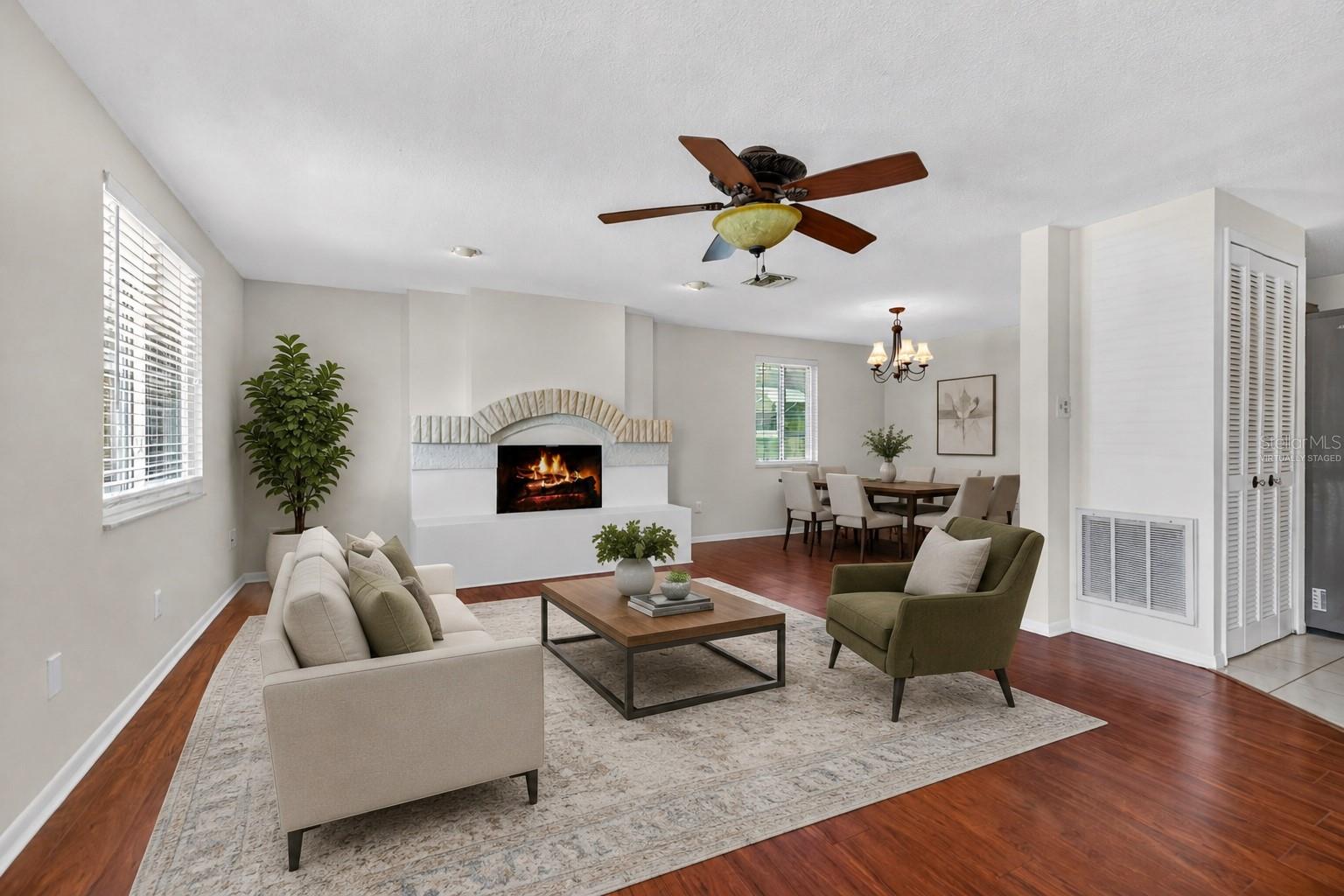 Virtually staged living room