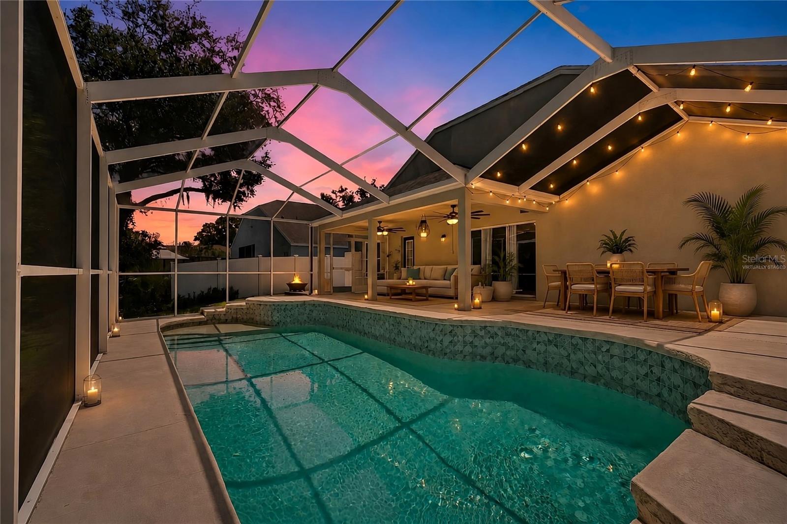 virtually staged - Pool Sunset