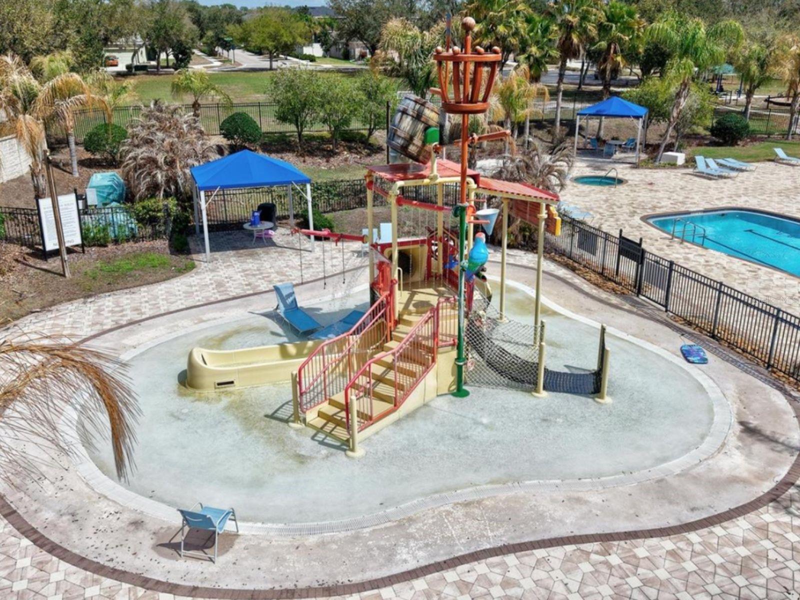 Young adventurers will enjoy hours of fun at the community splash park, creatively designed to resemble a pirate ship.