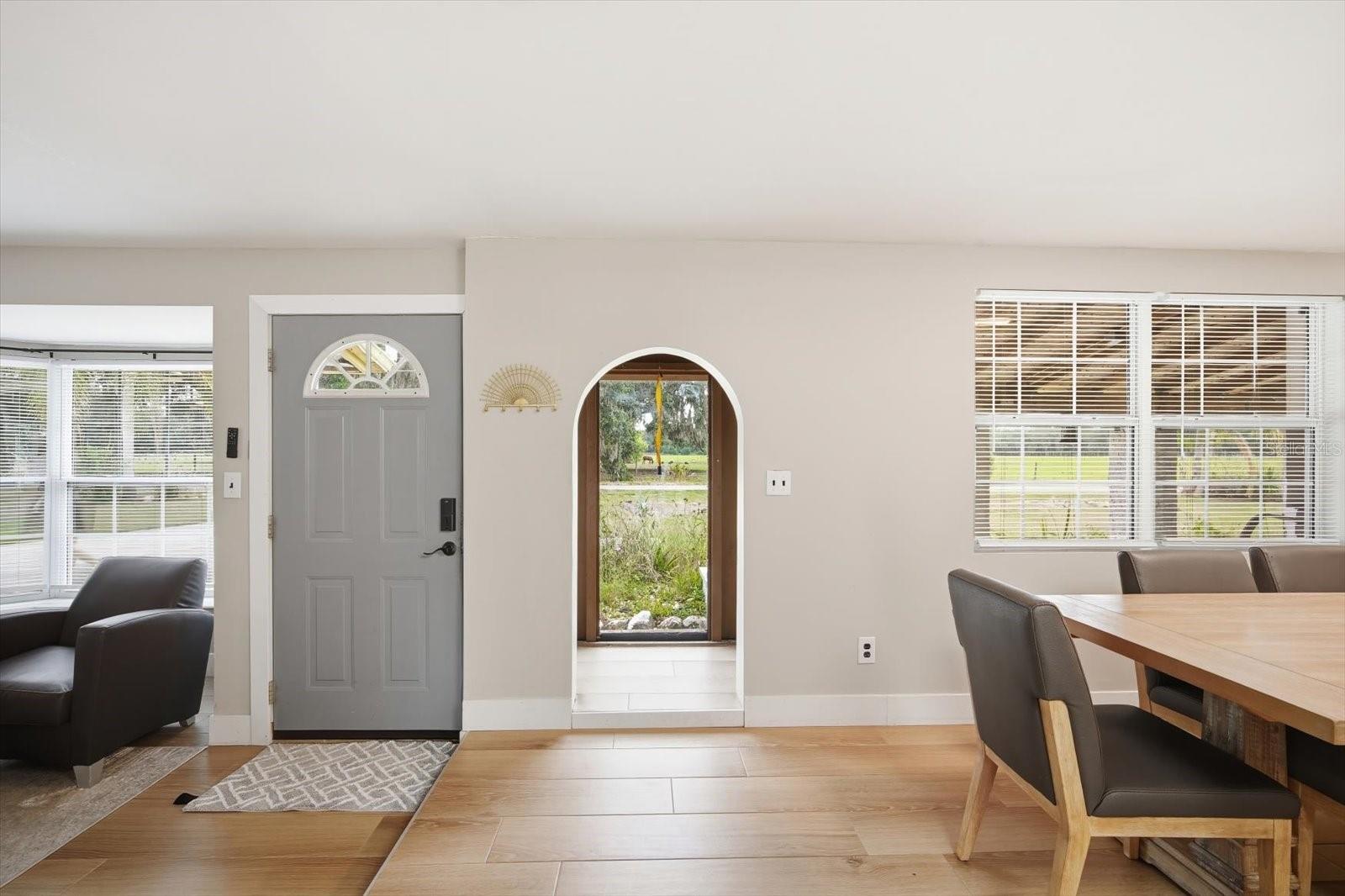 Flex pop out space next to the front door and dining area