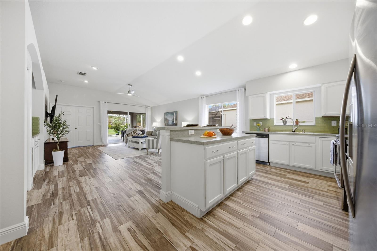 Kitchen and family room