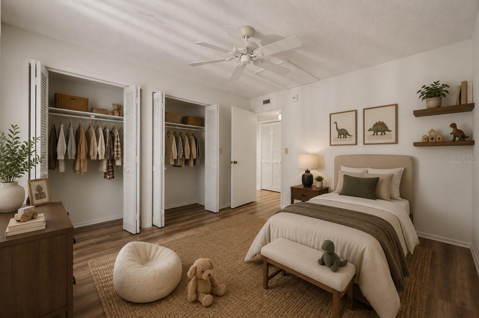 Virtually staged.Second Bedroom.