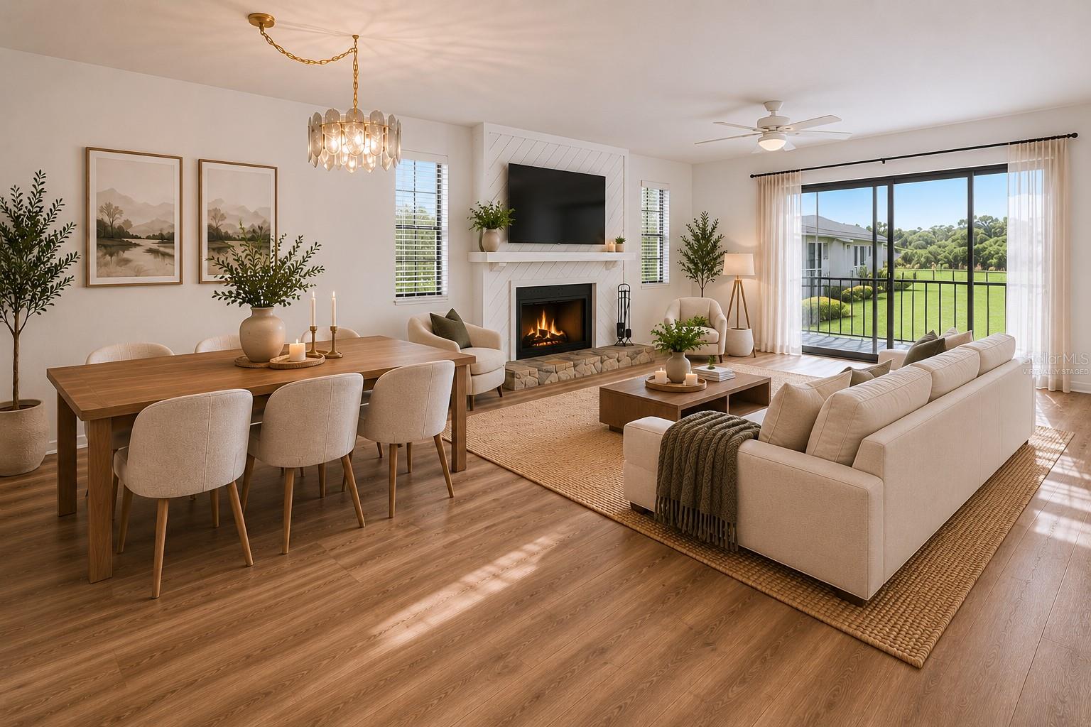 Virtually staged.Great room.