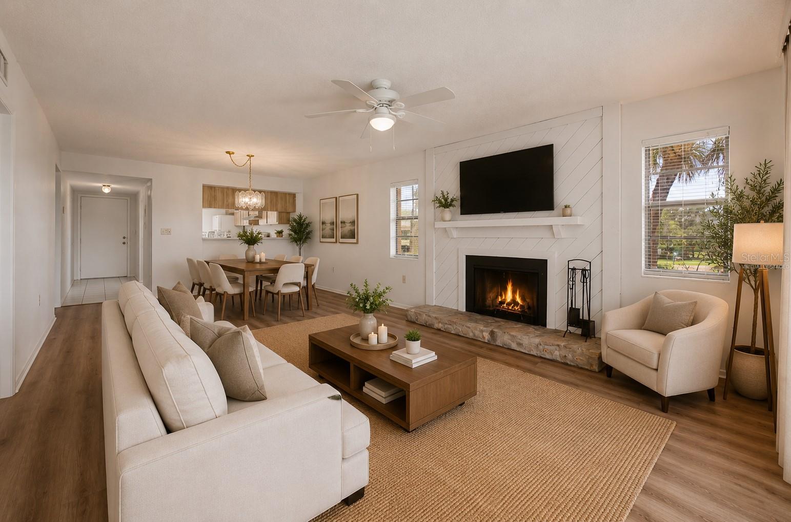 Virtually staged.Great room.