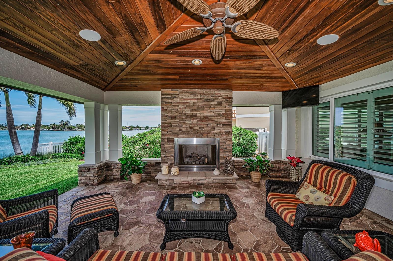 Spectacular outside covered lanai with Fireplace
