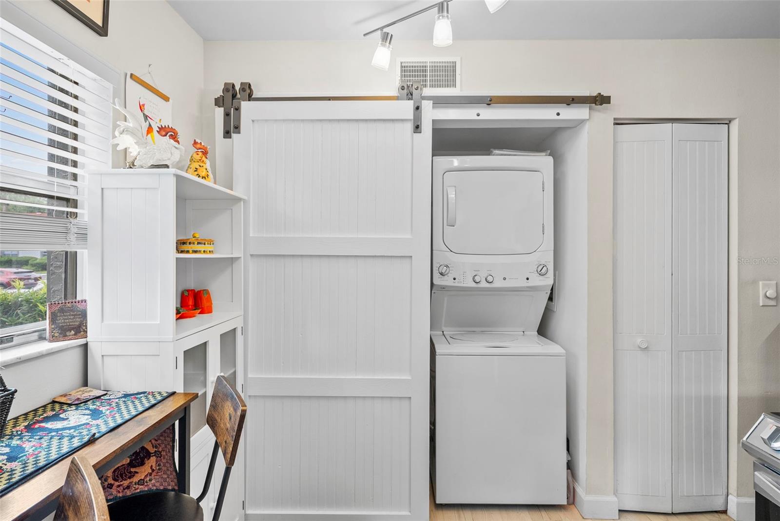New stackable washer and dryer.