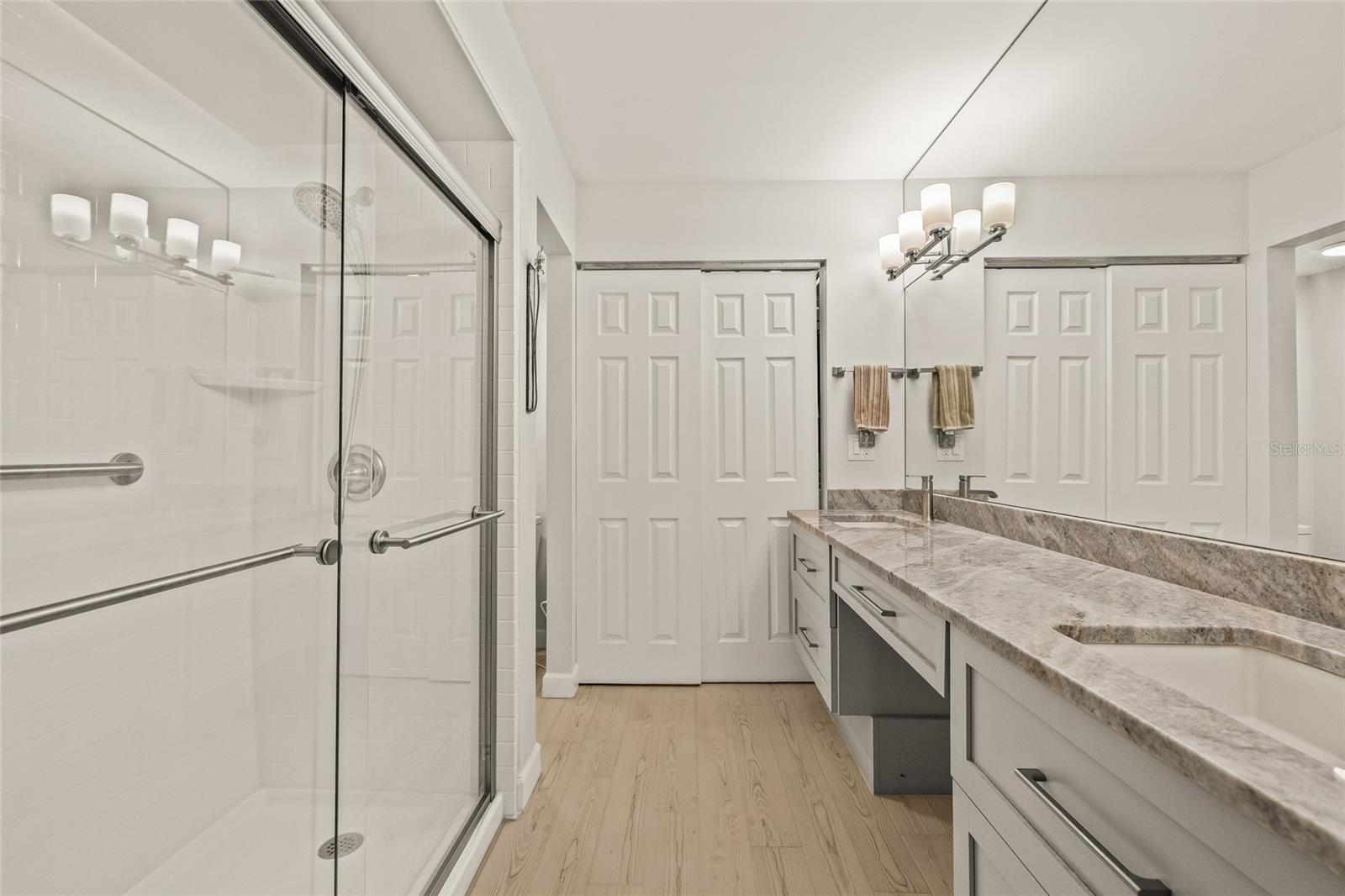 New step-in shower.