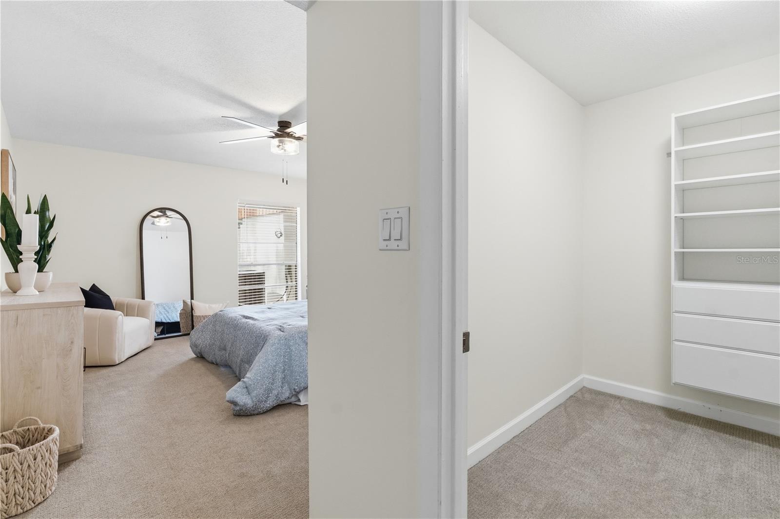 Walk-in closet in primary (full closet system coming this week)