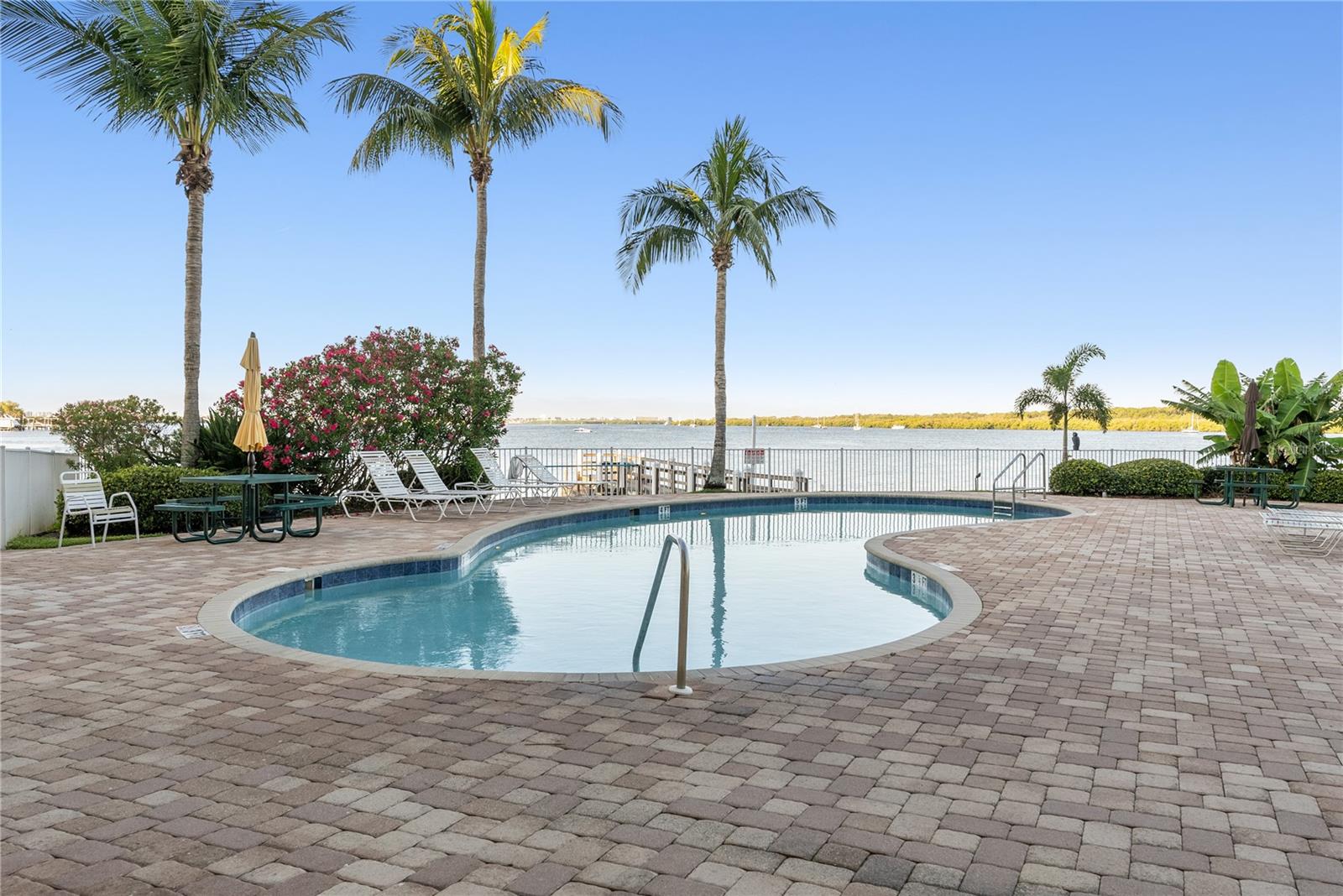 View of waterside heated pool