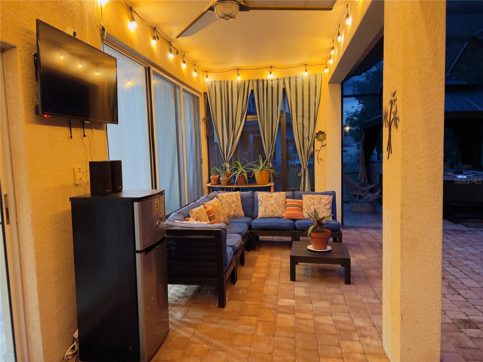 Under roof covered porch