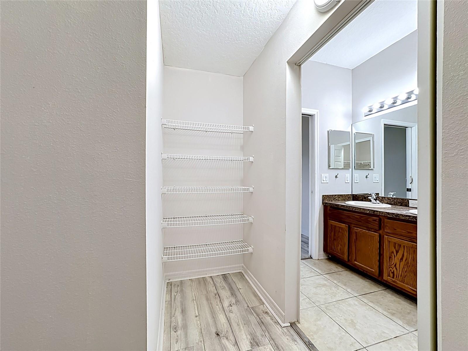 Linen Closet in Primary Bathroom