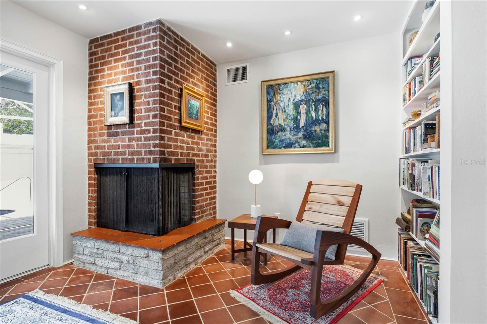 Wood burning fireplace