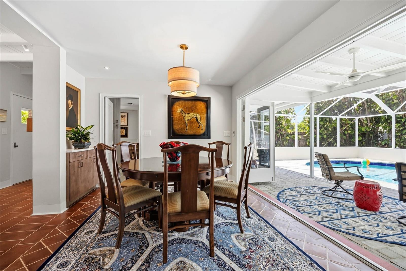 Back accordion French doors completely open