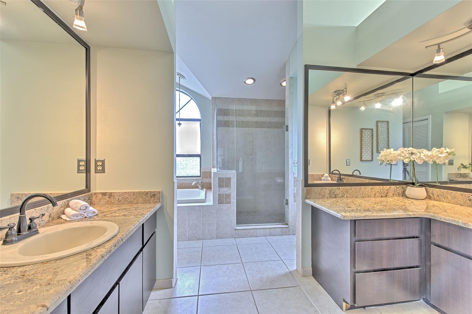 Large Primary Bathroom with Separate Sinks