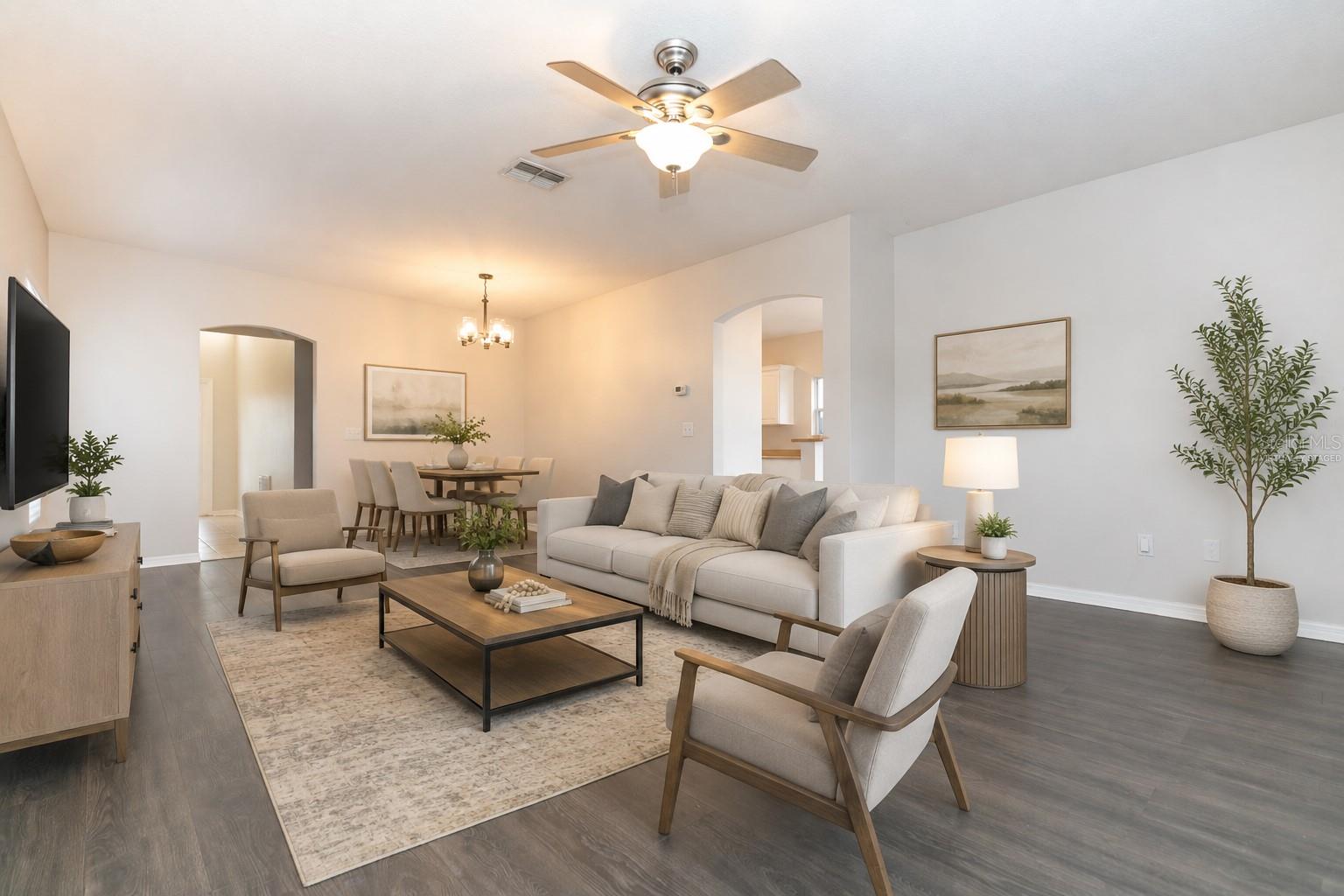 Virtually Staged Dining/Living Room