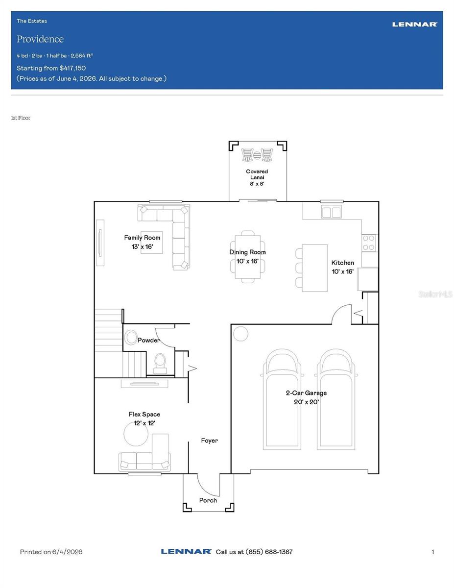 First Floor - This home's floor plan is flipped and has the  garage and kitchen on the left side.