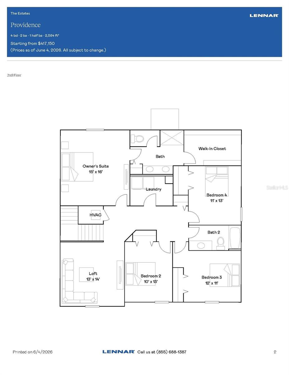Second Floor - This home is flipped with Owner's Suite and Loft on the right side.