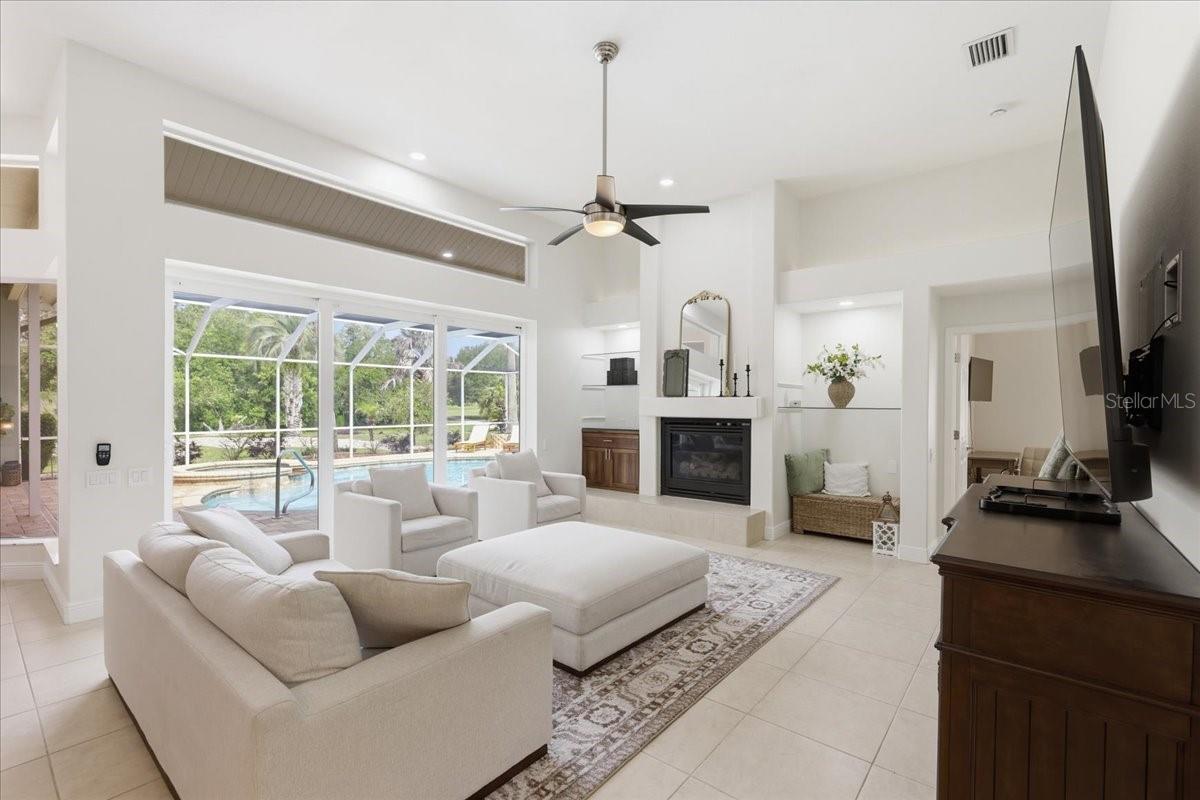 Family room with gas fireplace