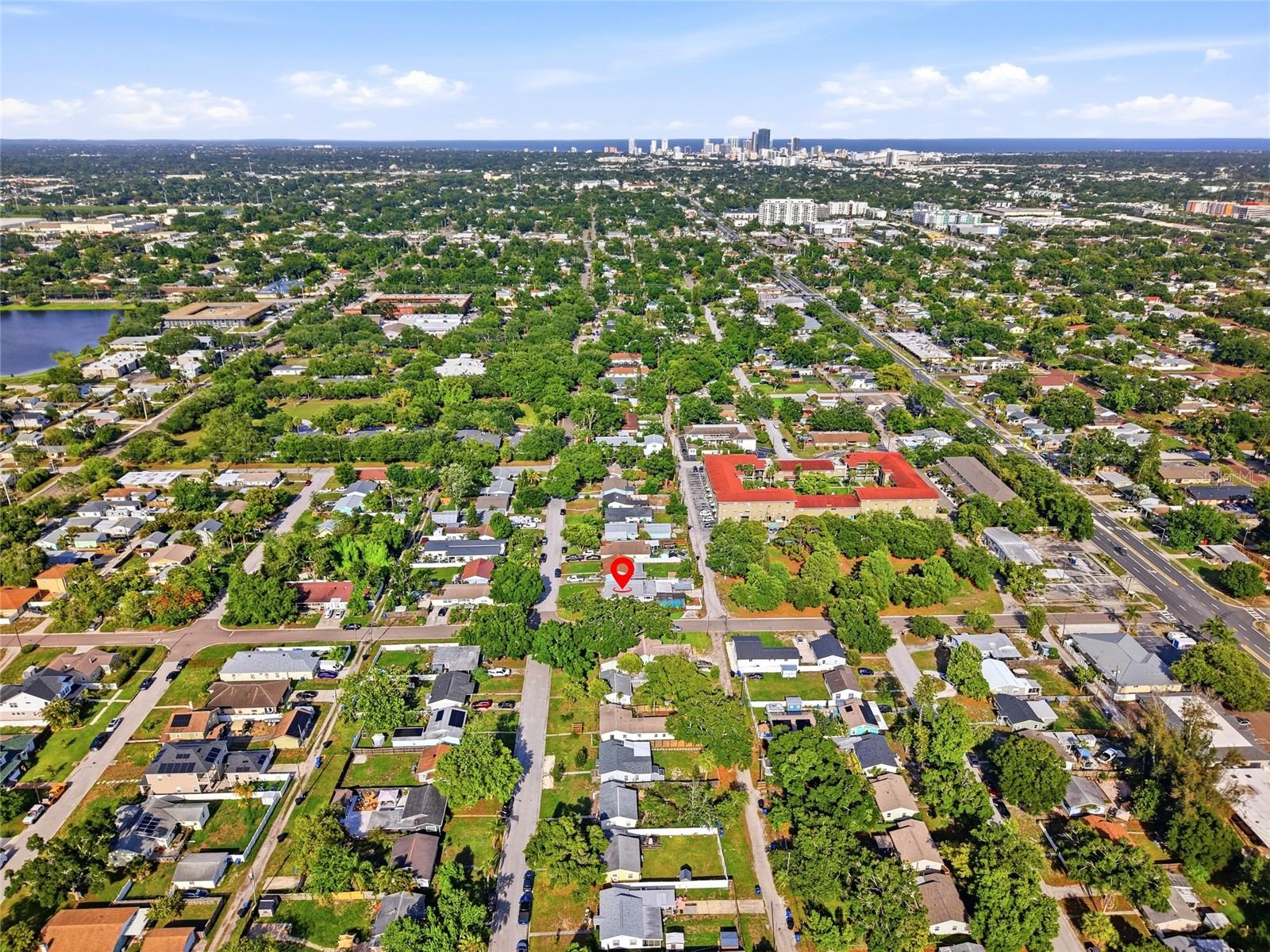 Ariel View with City