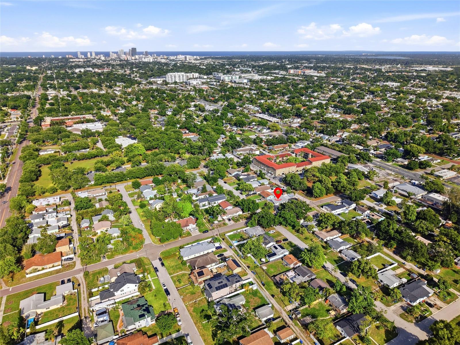 Ariel View with City