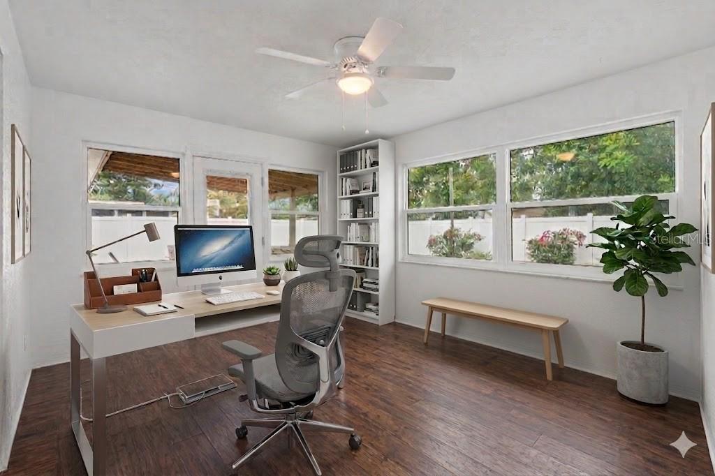 Staged office/family rm