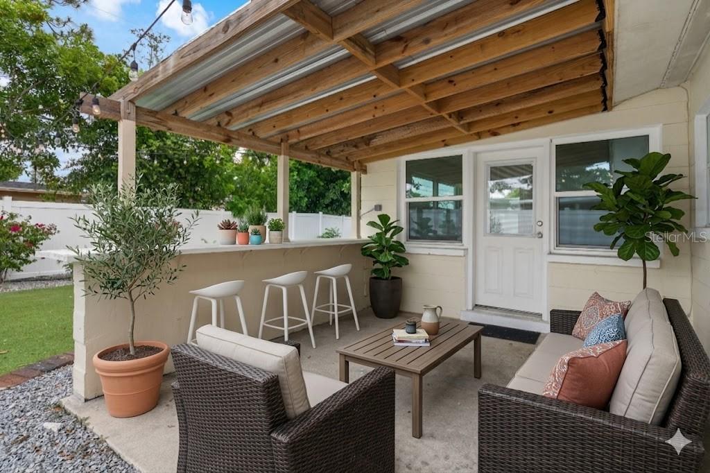 Staged covered patio