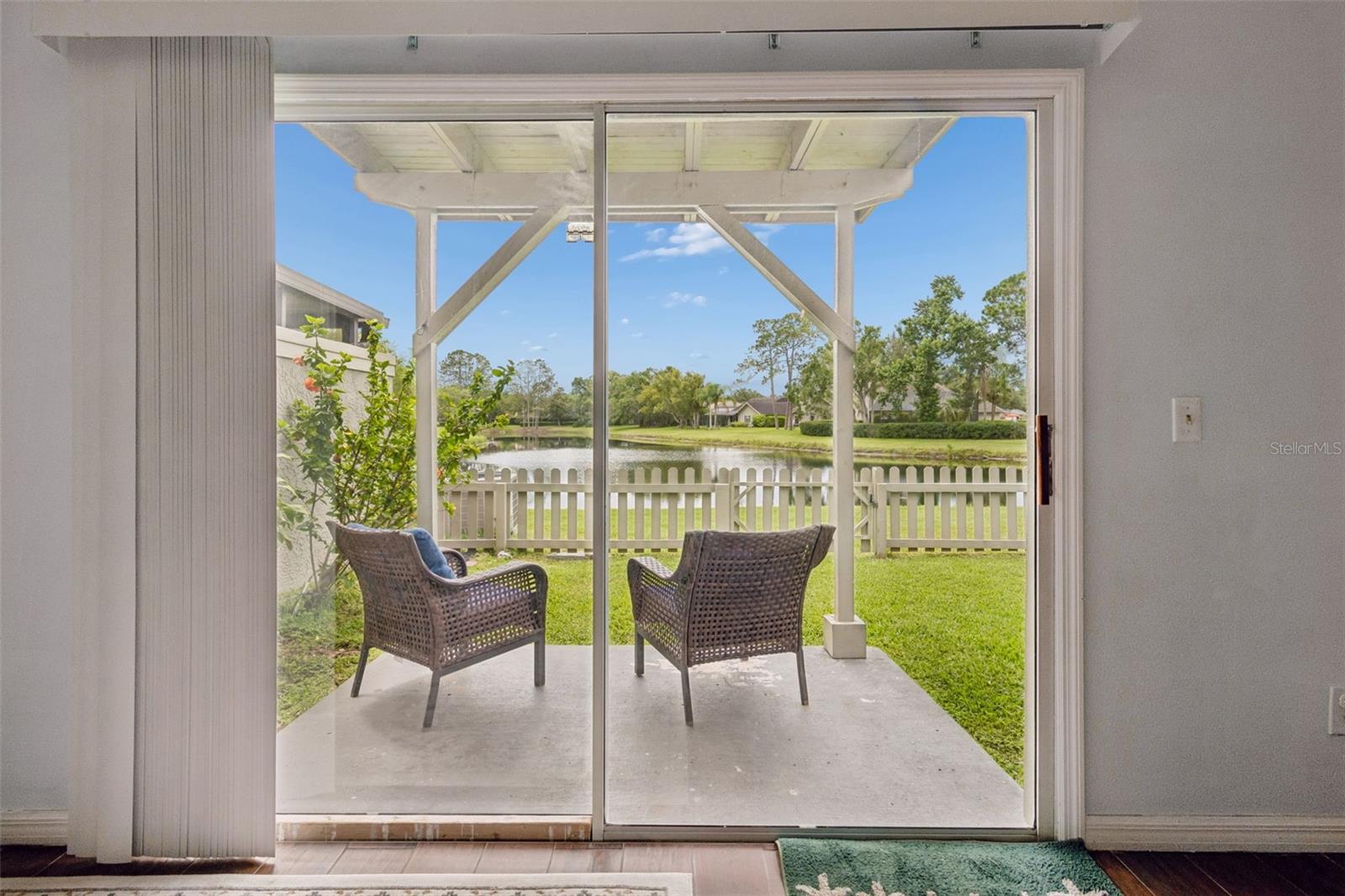Private patio overlooking the pond